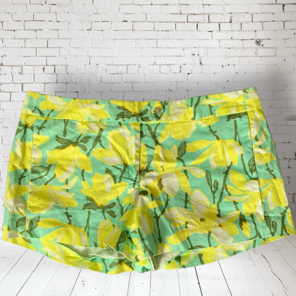 J. Crew Floral High Waist Shorts in Yellow and Mint Green